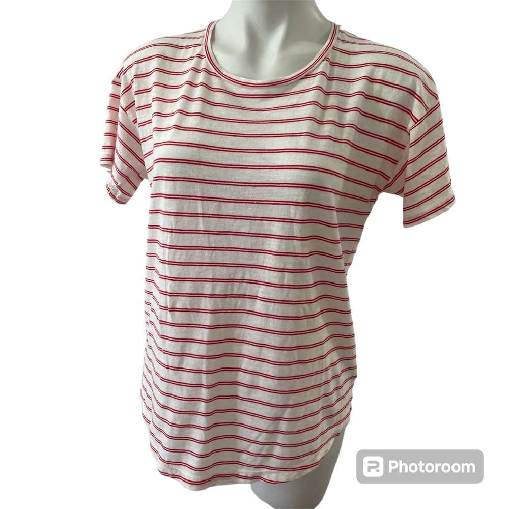 Madewell Red White Stripped Tee M S/S Crew Neck T-Shirt
